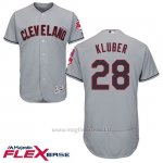 Maglia Baseball Uomo Cleveland Indians 28 Corey Kluber Grigio Flex Base