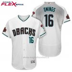 Maglia Baseball Uomo Arizona Diamondbacks 16 Chris Owings Bianco Aqua 1ª20 Anniversario Flex Base