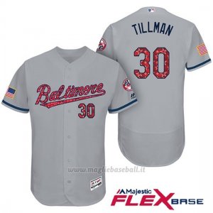Maglia Baseball Uomo Baltimore Orioles 2017 Estrellas Y Rayas 30 Chris Tillman Grigio Flex Base