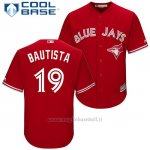 Maglia Baseball Uomo Toronto Blue Jays 19 Jose Bautista Scarlet2017 Cool Base