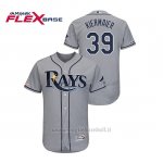 Maglia Baseball Uomo Tampa Bay Rays Kevin Kiermaier 150th Aniversario Patch Autentico Flex Base Grigio