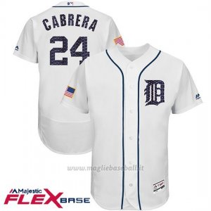 Maglia Baseball Uomo Detroit Tigers 2017 Estrellas y Rayas Miguel Cabrera Bianco Flex Base