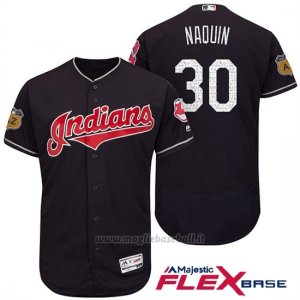Maglia Baseball Uomo Cleveland Indians Tyler Naquin Blu 2017 Allenamento Primaverile Flex Base Giocatore