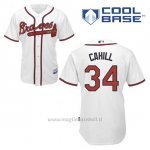 Maglia Baseball Uomo Atlanta Braves 34 Trevor Cahill Bianco 1ªCool Base