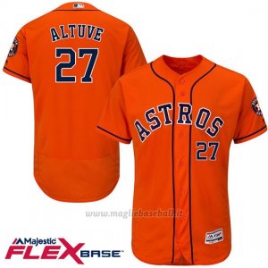 Maglia Baseball Uomo Houston Astros Jose Altuve 27 Arancione Flex Base Autentico Collezione Giocatore