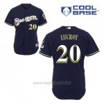 Maglia Baseball Uomo Milwaukee Brewers Jonathan Lucroy 20 Blu Blu Alterner Cool Base