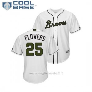 Maglia Baseball Uomo Atlanta Braves Tyler Flowers 2018 Dia de los Caidos Cool Base Bianco