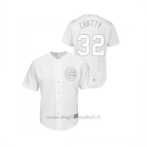 Maglia Baseball Hombre Chicago Cubs 32 Tyler Chatwood 2019 Players Weekend Chatty Replica Bianco
