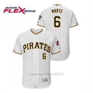Maglia Baseball Uomo Pittsburgh Pirates Starling Marte 150th Aniversario Patch Flex Base Bianco