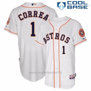 Maglia Baseball Uomo Houston Astros Carlos Correa Majestic Autentico Collezione Bianco Cool Base