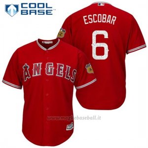 Maglia Baseball Uomo Los Angeles Angels Yunel Escobar 6 Scarlet 2017 Allenamento Primaverile Cool Base Giocatore