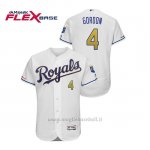 Maglia Baseball Uomo Kansas City Royals Alex Gordon 150th Aniversario Patch Flex Base Bianco2