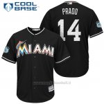 Maglia Baseball Uomo Miami Marlins Martin Prado Nero 2017 Allenamento Primaverile Cool Base Giocatore