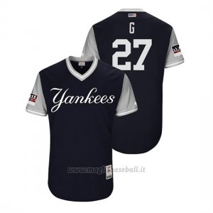 Maglia Baseball Uomo New York Yankees Giancarlo Stanton 2018 Llws Players Weekend G Blu