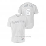 Maglia Baseball Hombre Milwaukee Brewers 6 Lorenzo Cain 2019 Players Weekend Autentico Bianco