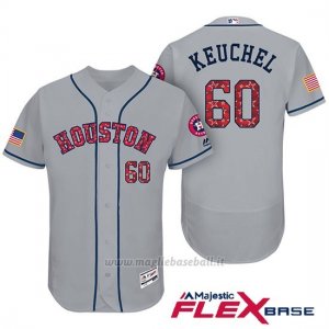 Maglia Baseball Uomo Houston Astros 2017 Estrellas y Rayas Dallas Keuchel Grigio Flex Base