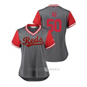Maglia Baseball Donna Cincinnati Reds Amir Garrett 2018 Llws Players Weekend Ag Grigio