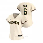 Maglia Baseball Donna Milwaukee Brewers Lorenzo Cain 2020 Replica Primera Crema
