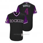 Maglia Baseball Uomo Colorado Rockies Pat Valaika 2018 Llws Players Weekend Barrels Nero
