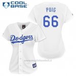 Maglia Baseball Uomo Los Angeles Dodgers Yasiel Puig 66 Bianco Cool Base