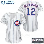Maglia Baseball Uomo Chicago Cubs 12 Kyle Schwarber Cool Base Bianco