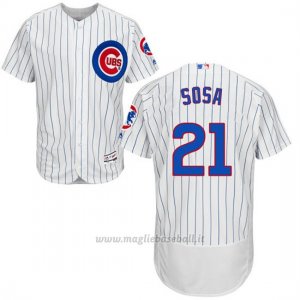 Maglia Baseball Uomo Chicago Cubs 21 Sammy Sosa Autentico Collezione Bianco Flex Base