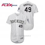 Maglia Baseball Uomo Colorado Rockies Antonio Senzatela 150th Aniversario Patch Flex Base Bianco