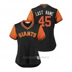 Maglia Baseball Donna San Francisco Giants Derek Holland 2018 Llws Players Weekend Last Name Nero