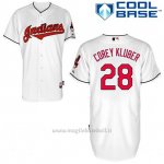 Maglia Baseball Uomo Cleveland Indians Corey Kluber 28 Bianco 1ªCool Base