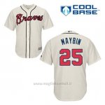 Maglia Baseball Uomo Atlanta Braves 25 Cameron Maybin Crema Alterner Cool Base