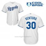 Maglia Baseball Uomo Kansas City Royals Yordano Ventura 30 Bianco 1ªCool Base