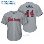 Maglia Baseball Uomo Miami Marlins 2017 Estrellas y Rayas A.j. Ramos Grigio Cool Base