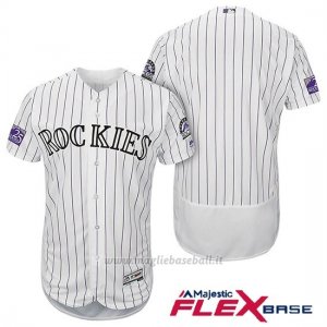 Maglia Baseball Uomo Colorado Rockies Bianco 25th Season Flex Base