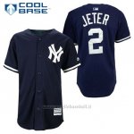 Maglia Baseball Uomo New York Yankees Derek Jeter 2 Blu Blu Cool Base
