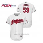 Maglia Baseball Uomo Cleveland Indians Carlos Carrasco 150th Aniversario Patch 2019 All Star Game Flex Base Bianco