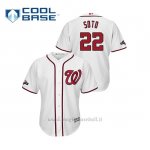 Maglia Baseball Uomo Washington Nationals 22 Juan Soto 2019 Postseason Cool Base Bianco