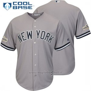 Maglia Baseball Uomo New York Yankees 2017 Postseason Grigio Cool Base