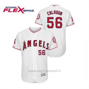 Maglia Baseball Uomo Los Angeles Angels Kole Calhoun 150th Aniversario Patch Flex Base Bianco