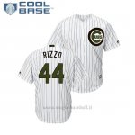 Maglia Baseball Uomo Chicago Cubs Anthony Rizzo 2018 Dia de los Caidos Cool Base Bianco