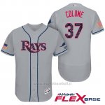 Maglia Baseball Uomo Tampa Bay Rays 2017 Estrellas y Rayas Alex Colome Grigio Flex Base