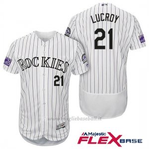 Maglia Baseball Uomo Colorado Rockies Jonathan Lucroy 21 Bianco 25th Season Flex Base