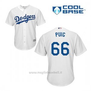 Maglia Baseball Uomo Los Angeles Dodgers Yasiel Puig 66 Bianco 1ªCool Base