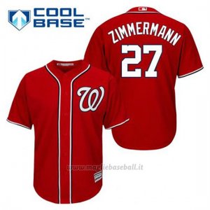 Maglia Baseball Uomo Washington Nationals Jordan Zimmermann 27 Rosso Alterner Cool Base