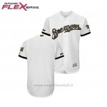 Maglia Baseball Uomo Milwaukee Brewers 2018 Dia de los Caidos Flex Base Bianco