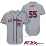 Maglia Baseball Uomo Colorado Rockies 2017 Estrellas y Rayas Jon Grigio 55 Grigio Flex Base