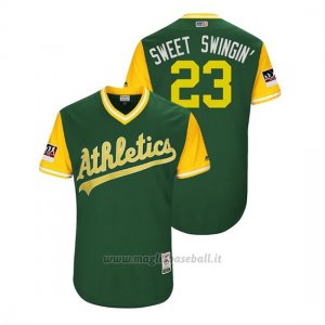 Maglia Baseball Uomo Oakland Athletics Matt Joyce 2018 Llws Players Weekend Sweet Swingin' Green