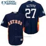 Maglia Baseball Uomo Houston Astros Jose Altuve 27 Blu 2017 Allenamento Primaverile Cool Base Giocatore