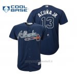 Maglia Baseball Bambino Atlanta Braves Ronald Acuna Jr. Cool Base Official Majestic Alternato Blu