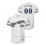 Maglia Baseball Uomo Milwaukee Brewers Personalizzate 2019 Postseason Flex Base Bianco