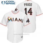 Maglia Baseball Uomo Miami Marlins 14 Martin Prado Bianco2017 Cool Base